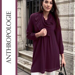 Anthropologie/Moth | Ruffled Collar Linen Blend Wrap Cardigan